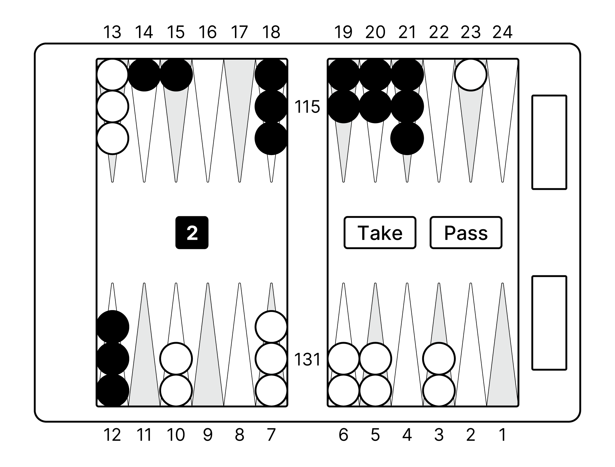 Backgammon doubling cube example showing when and how to offer a double
