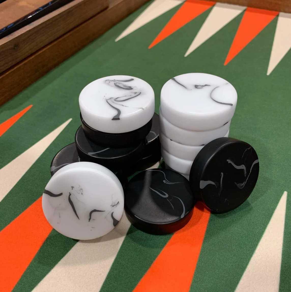 Checkers with a smoky swirl design