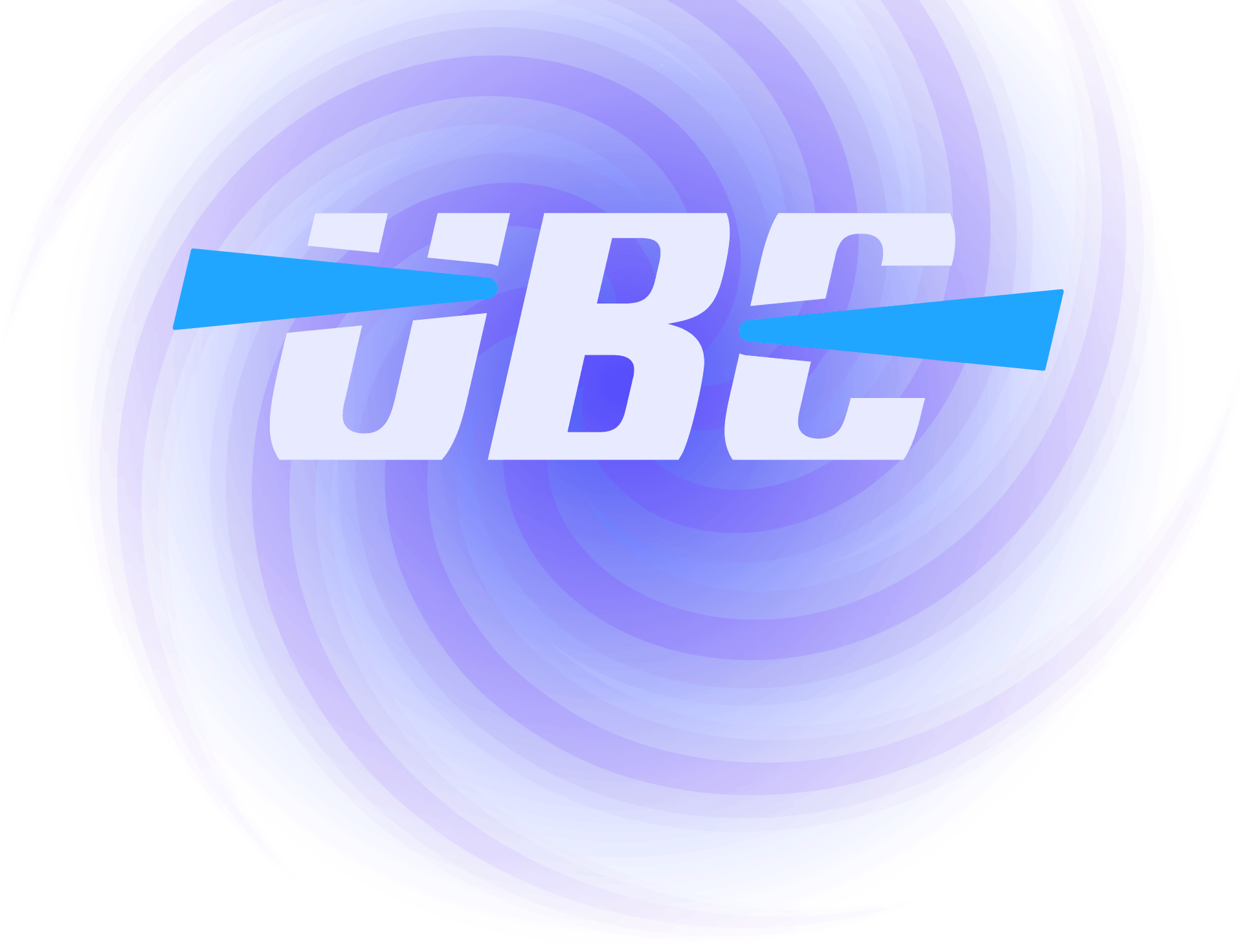 The UBC logo displayed on a blue and purple swirling background with white and blue text.